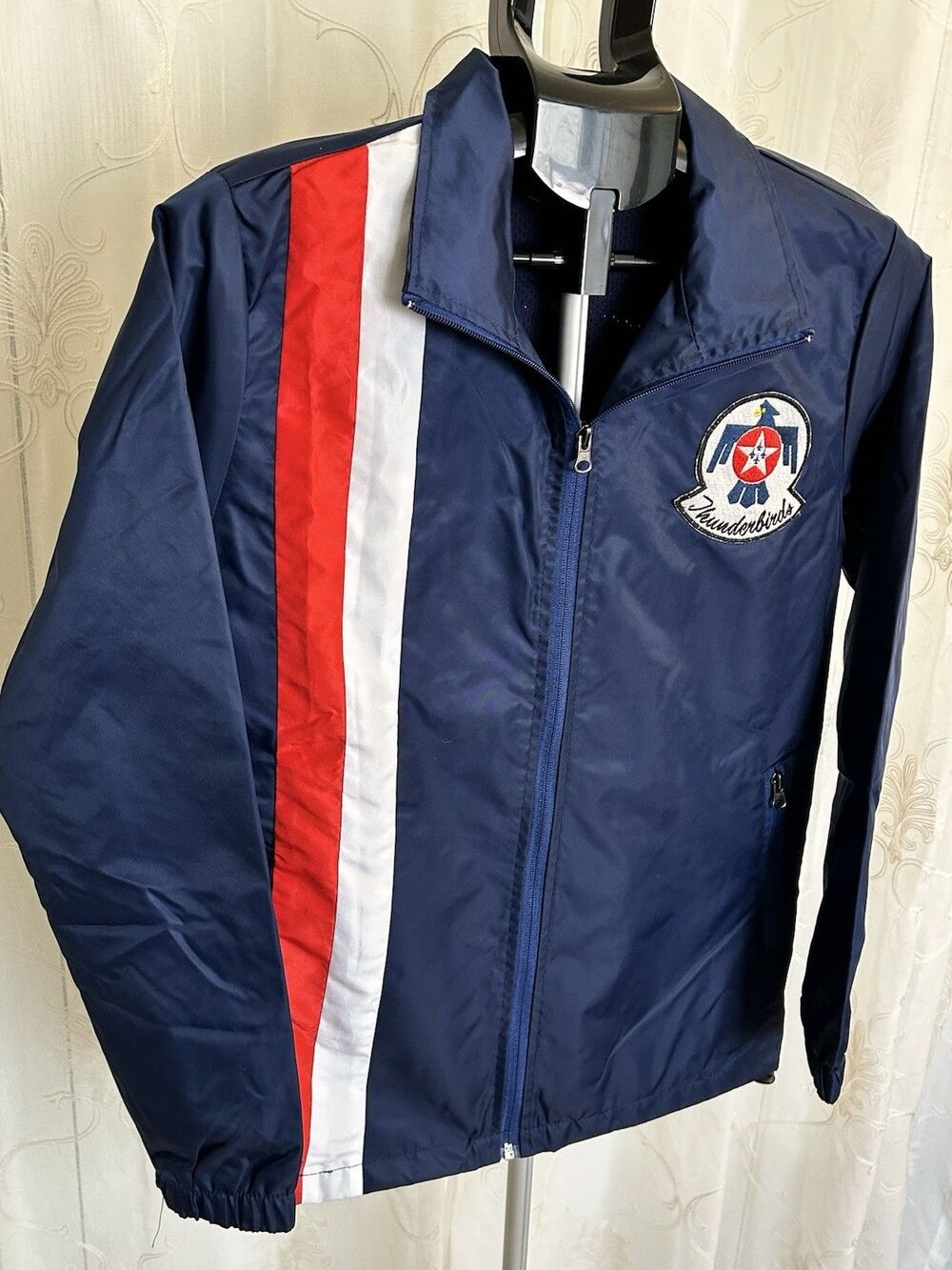 Vintage USAF Thunderbirds Air Show Windbreaker Track Jacket Blue Embroidered Med - Picture 5 of 10